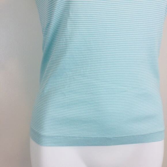 Brooks Brothers Aqua White Striped Top 100% Cotton XS - Picture 4 of 7